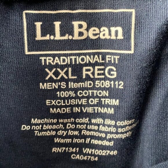 L.L. Bean Mens Shirt XXL Traditional Fit Navy 100% Cotton Turtleneck Long Sleeve - Picture 4 of 4